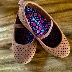 Toddler Girls Carter's Faux Suede Dark Tan/Brown Ballet Flats Mary Janes Size 8